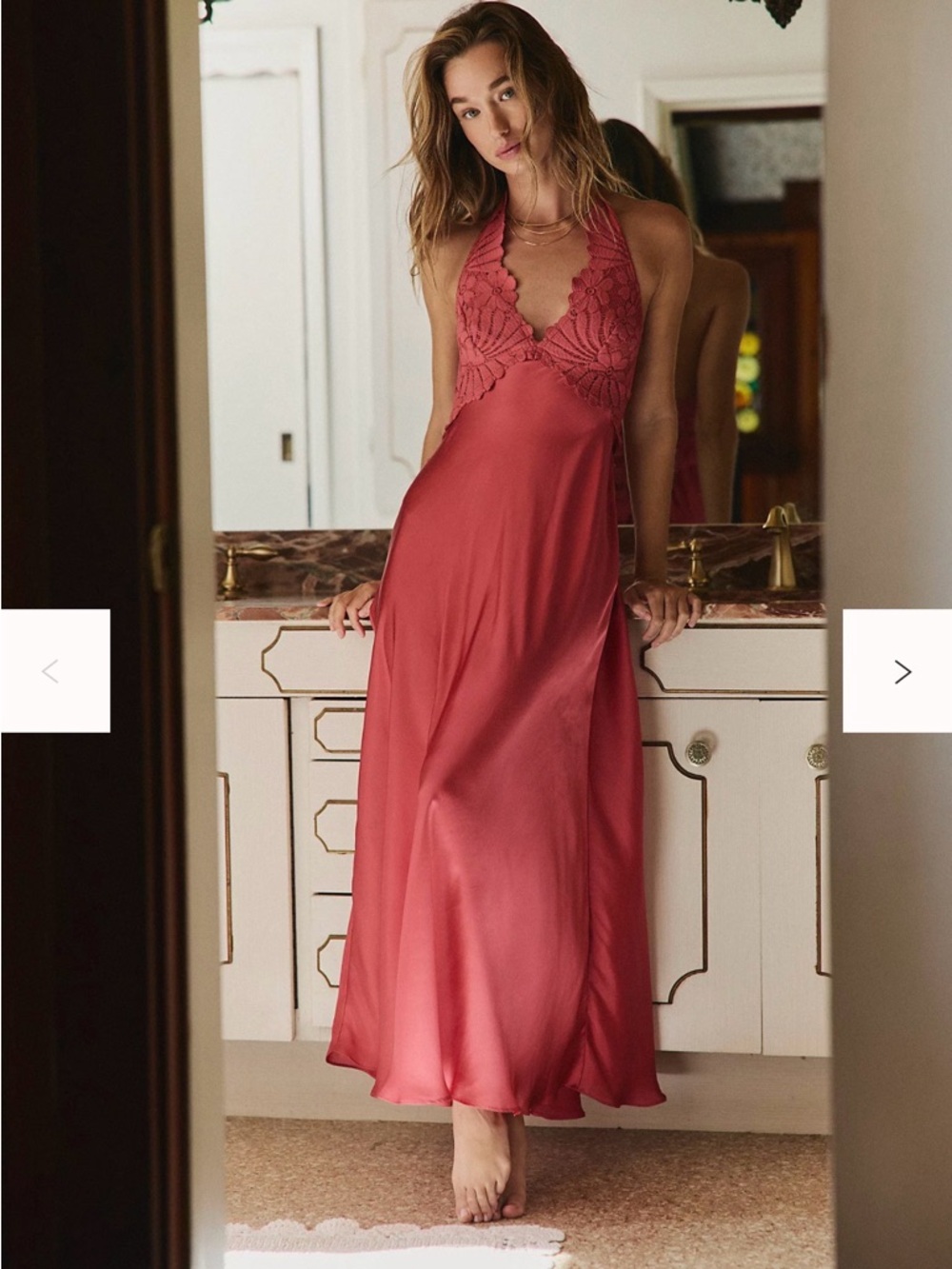 Free people petal party mini Satin Slip Dress in crimson crush